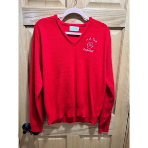 Vintage Men's XL Red Printworks Sweater Green Bay East High School Red White WI